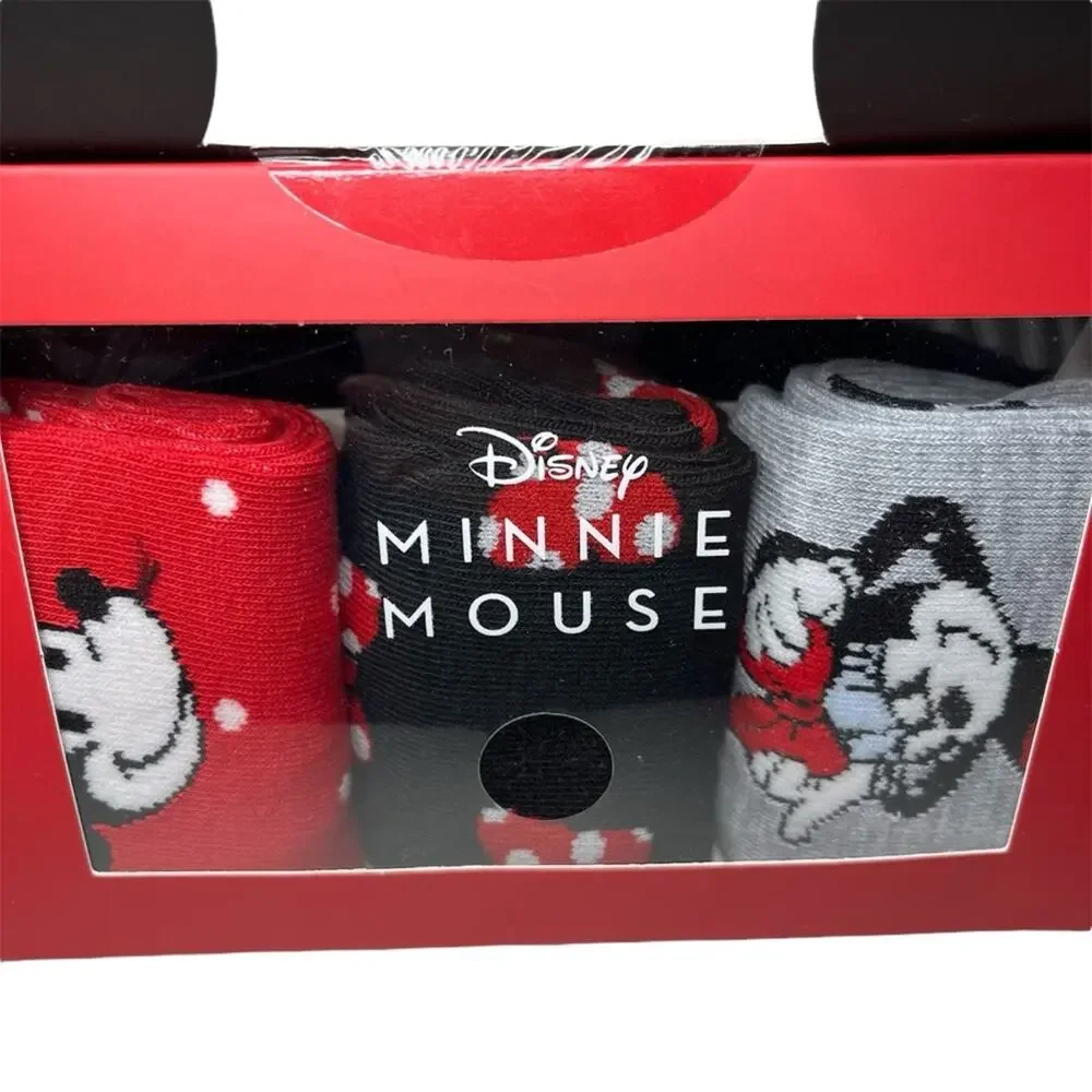 Disney Minnie Mouse Polka Dot 3 Crew Socks Gift Set